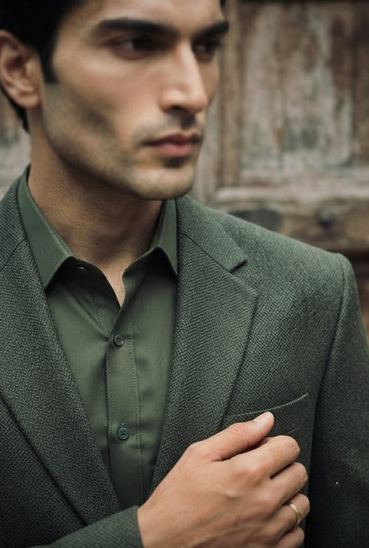 Olive Textured Classic Blazer