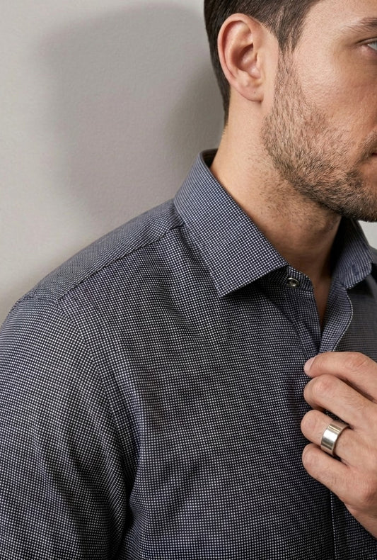 Black & Grey – Cotton Dobby Shirt