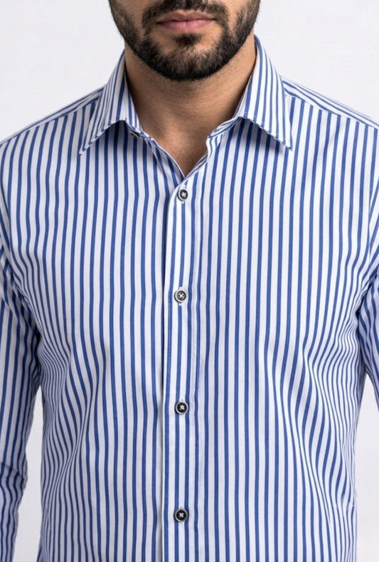 Cotton Mix – Blue & White Stripes Shirts