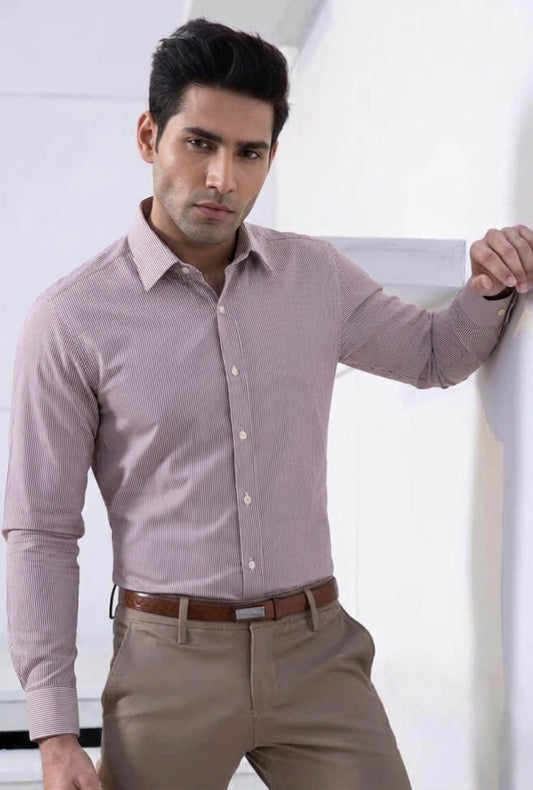 Purple & White – Cotton Herringbone Shirt