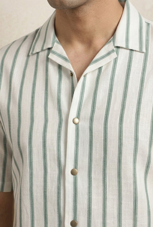 Irish Linen – Striped Sage Shirt