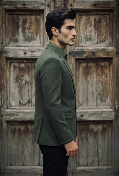 Olive Textured Classic Blazer