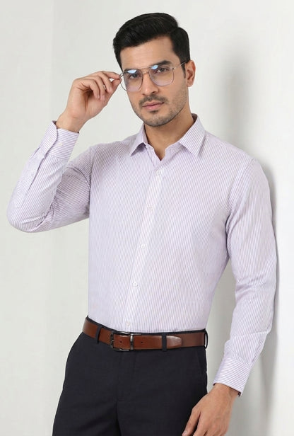 Purple & White – Cotton Herringbone Shirt