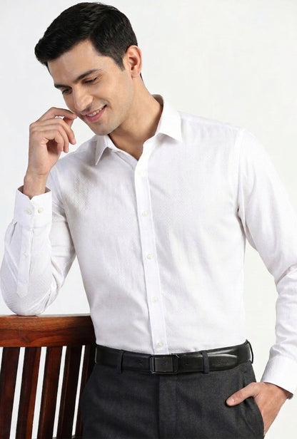 Cotton White Dobby – Checkers Shirt