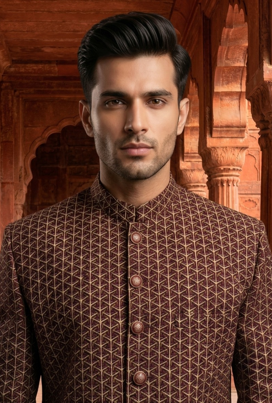Shahaan – Premium Jacquard Viscose Embroidered Sherwani