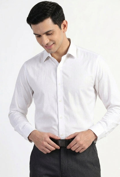 Cotton White Dobby – Checkers Shirt