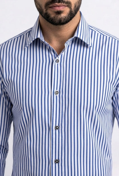 Cotton Mix – Blue & White Stripes Shirts
