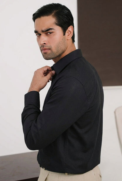 Black Herringbone Shirt