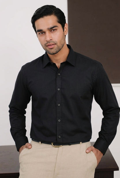 Black Herringbone Shirt