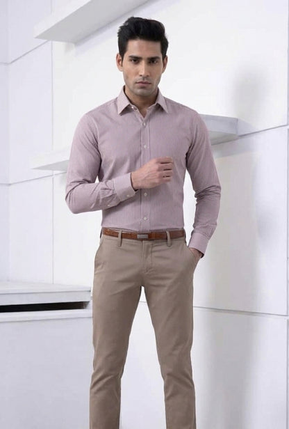 Purple & White – Cotton Herringbone Shirt