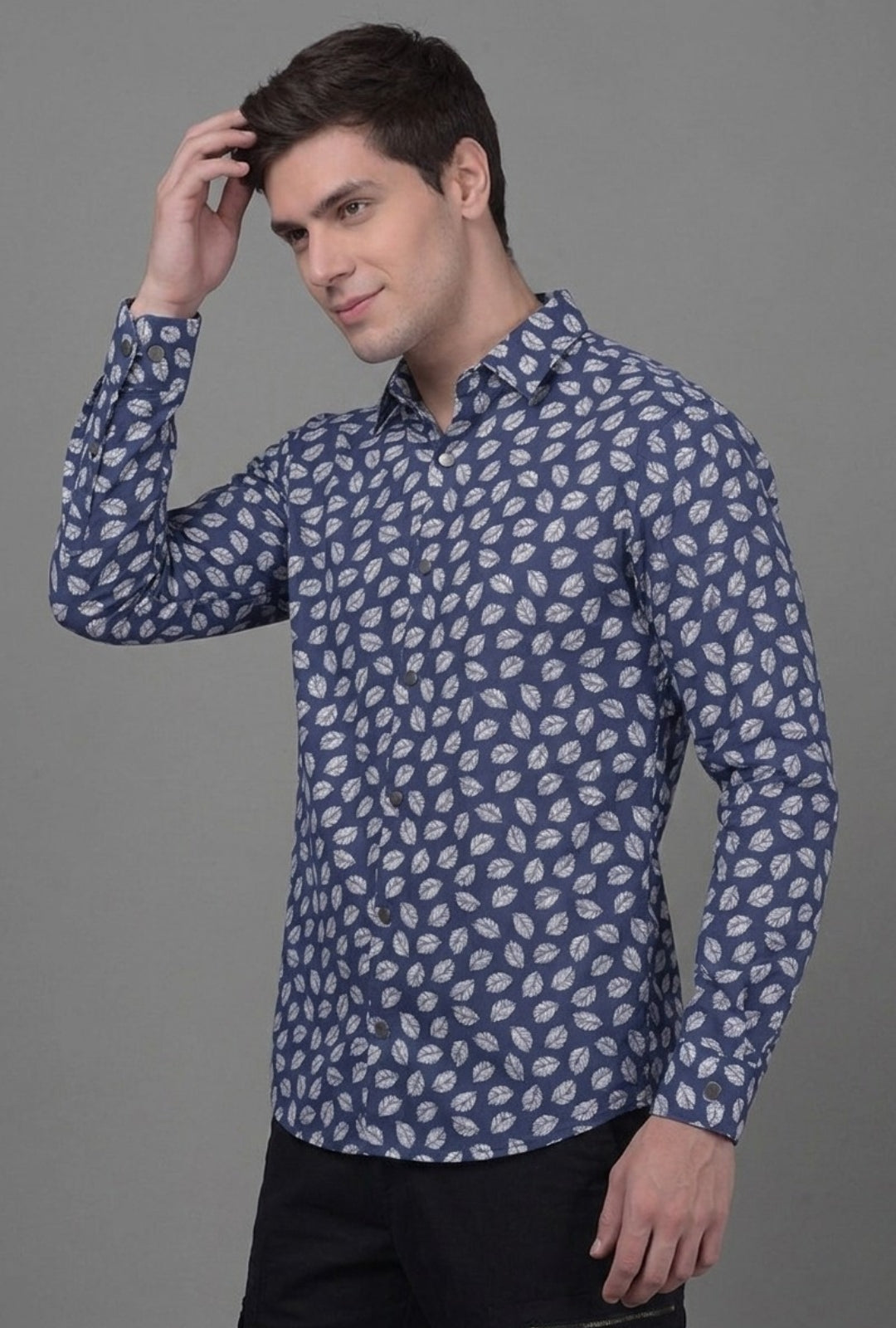 Cotton – Dark Blue & White Shirt