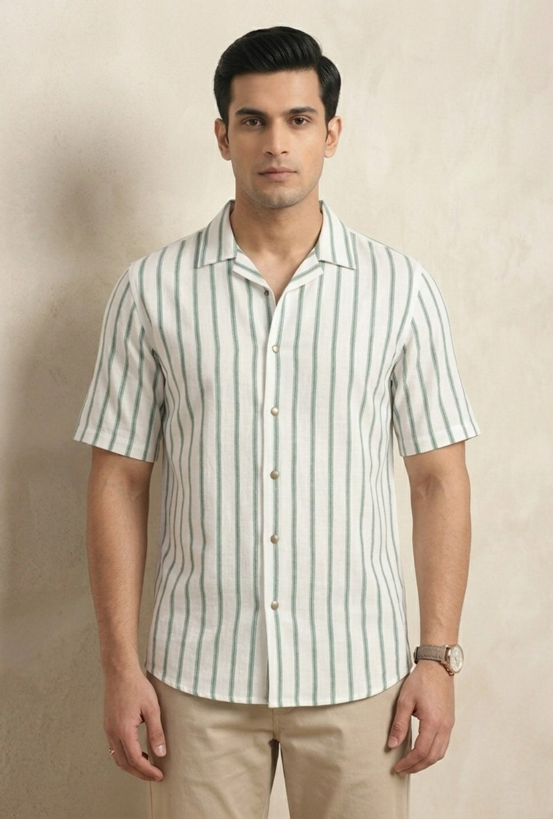 Irish Linen – Striped Sage Shirt