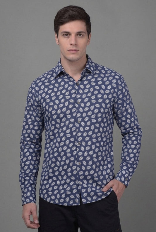 Cotton – Dark Blue & White Shirt