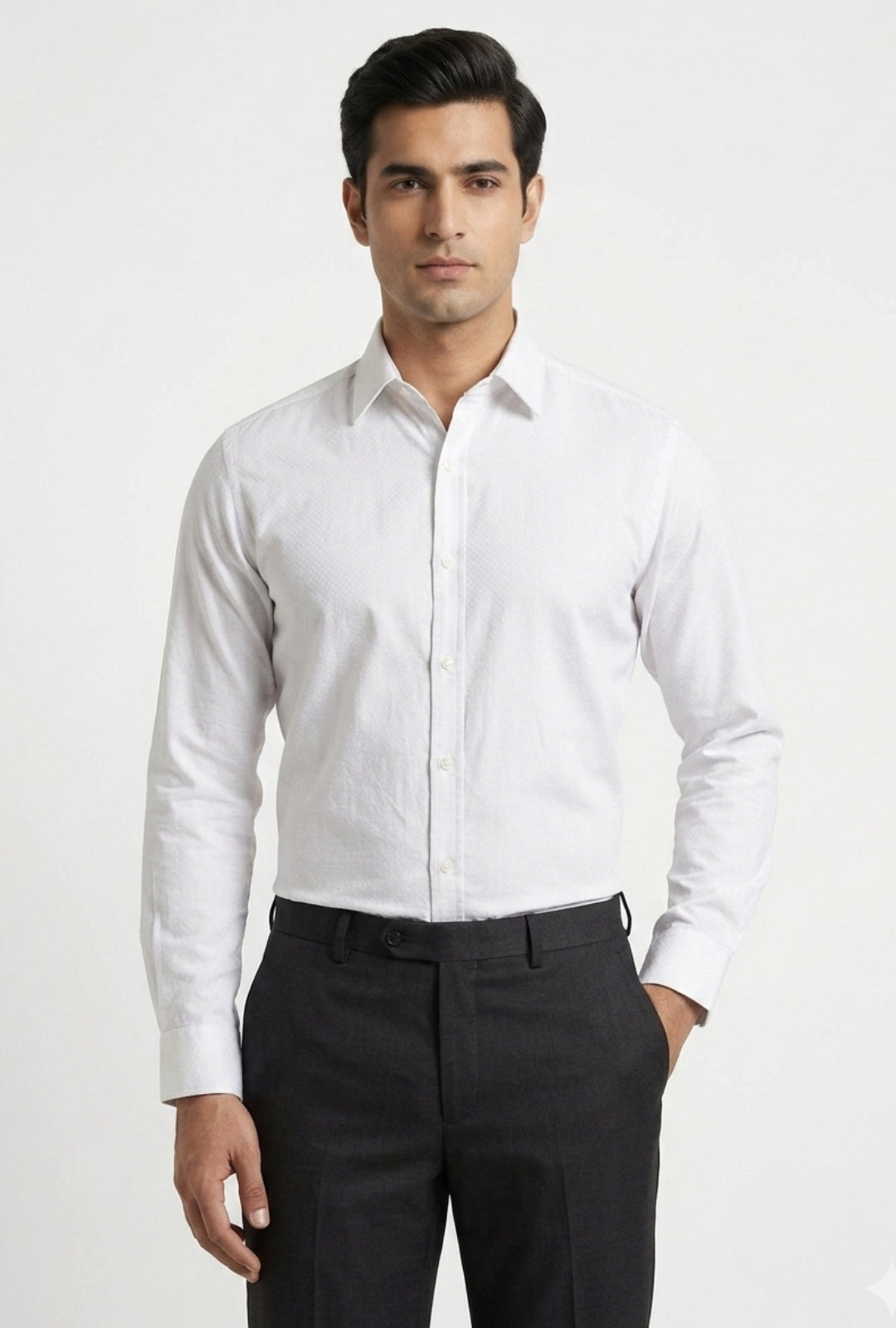 Cotton White Dobby – Checkers Shirt