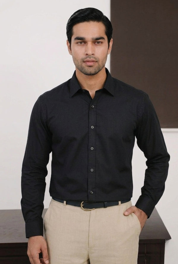 Black Herringbone Shirt