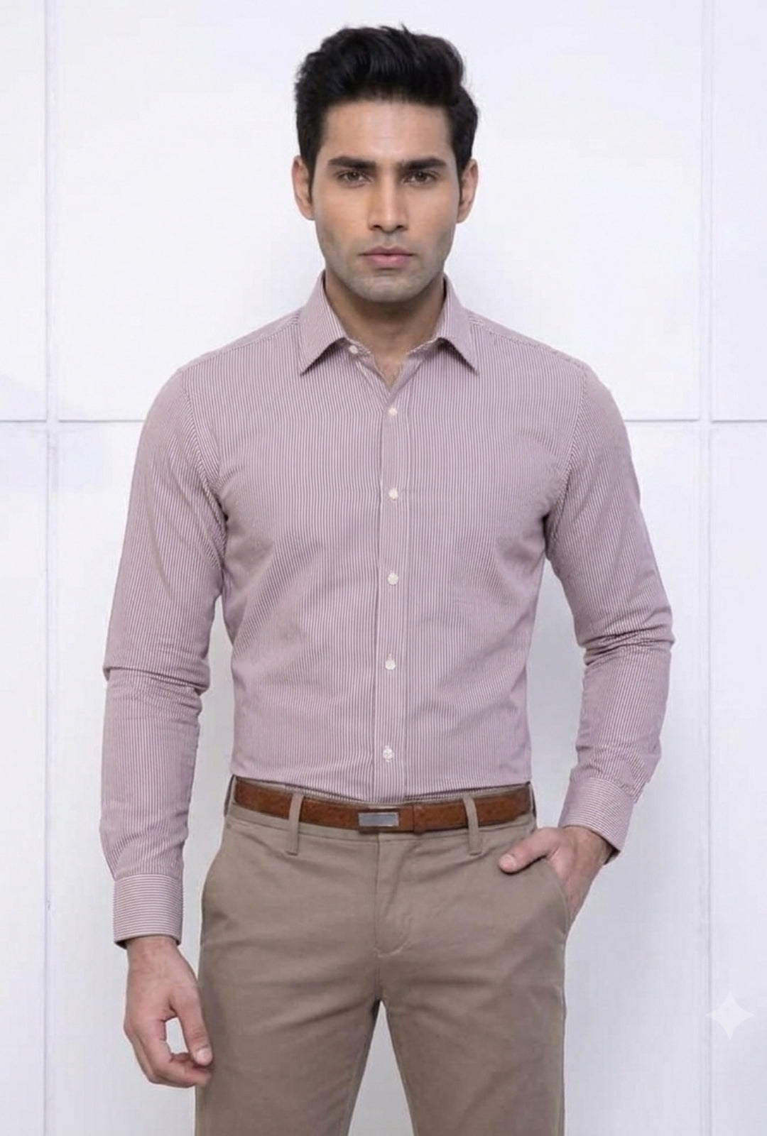 Purple & White – Cotton Herringbone Shirt