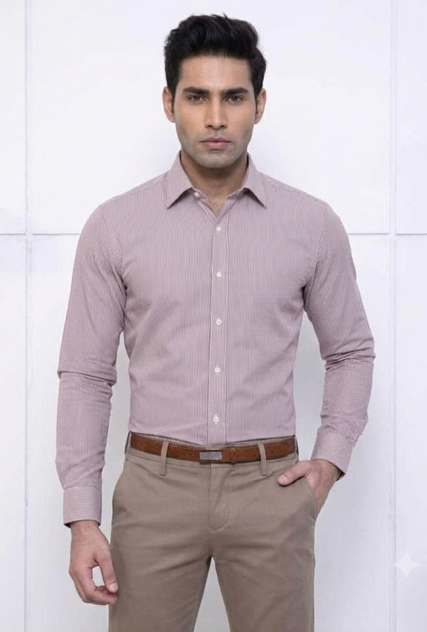 Purple & White – Cotton Herringbone Shirt