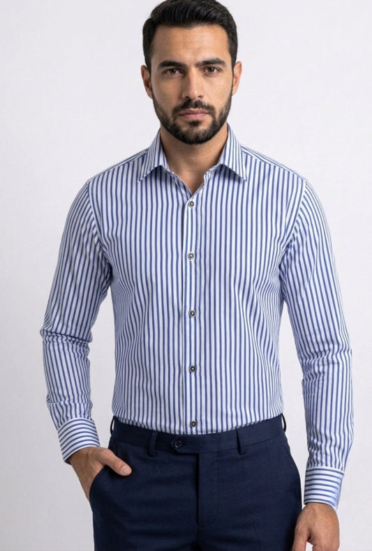 Cotton Mix – Blue & White Stripes Shirts