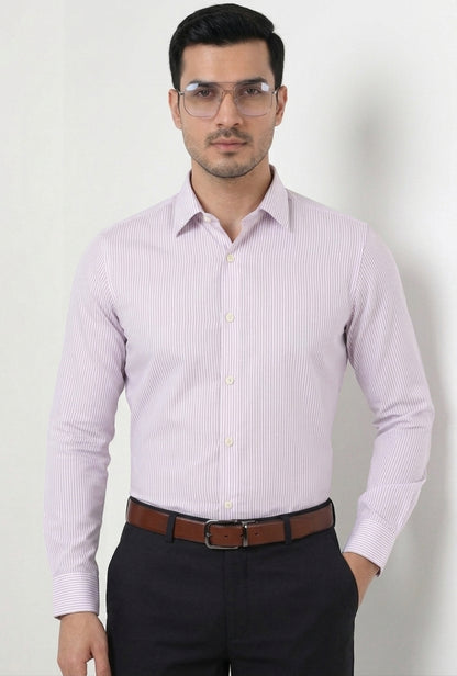 Purple & White – Cotton Herringbone Shirt