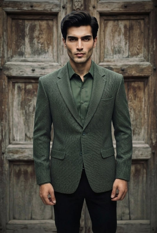 Olive Textured Classic Blazer