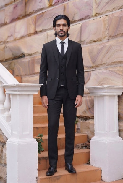 Black Fine Tropical Suiting 3 Piece Suit