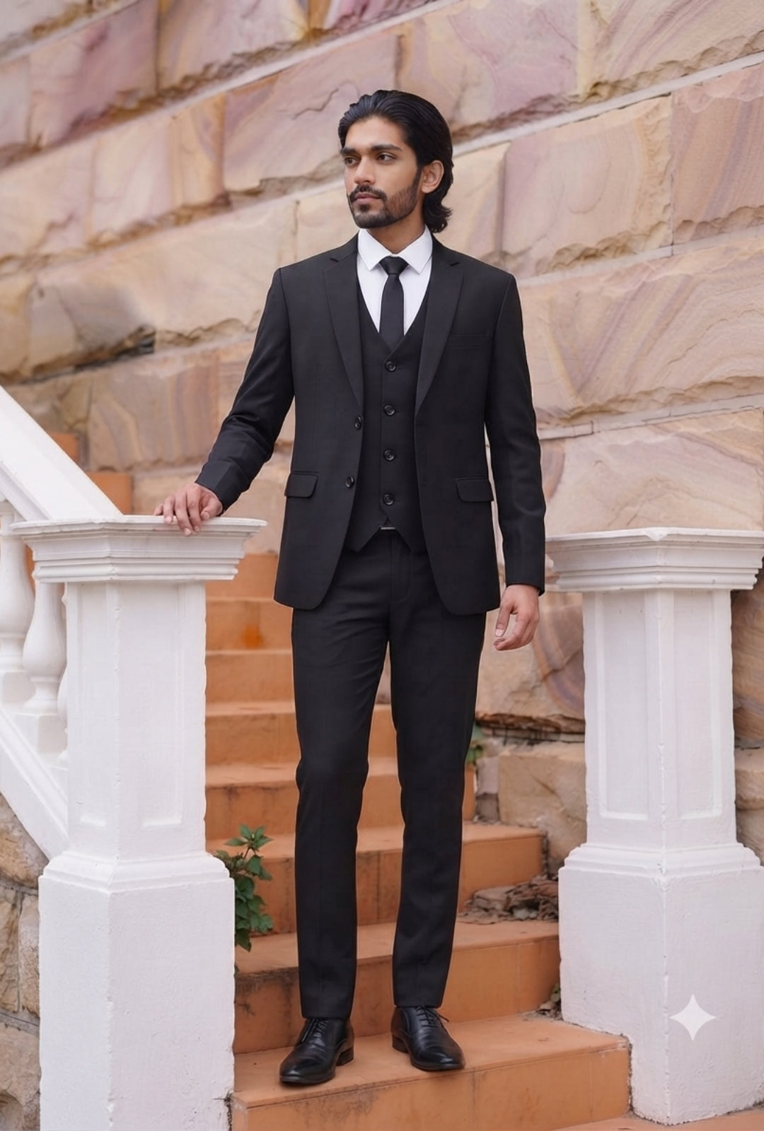 Black Fine Tropical Suiting 3 Piece Suit
