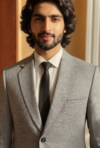Textured Grey Natural Blend 2-Piece Suit