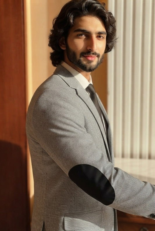 Textured Grey Natural Blend 2-Piece Suit