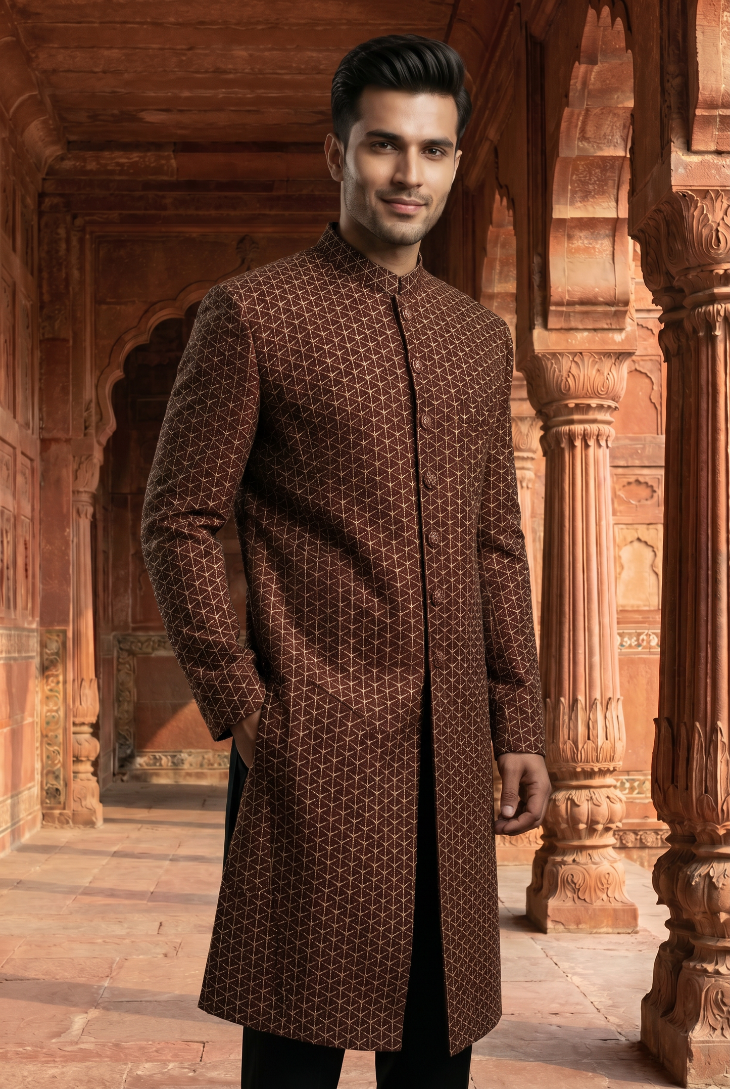 Shahaan – Premium Jacquard Viscose Embroidered Sherwani