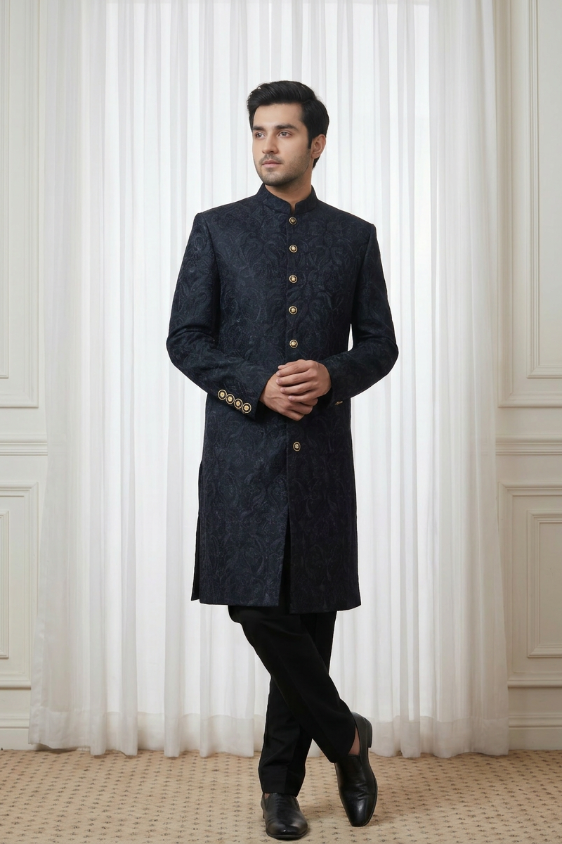 Qalaam – Premium Georgette Viscose Thread & Paisley Sherwani