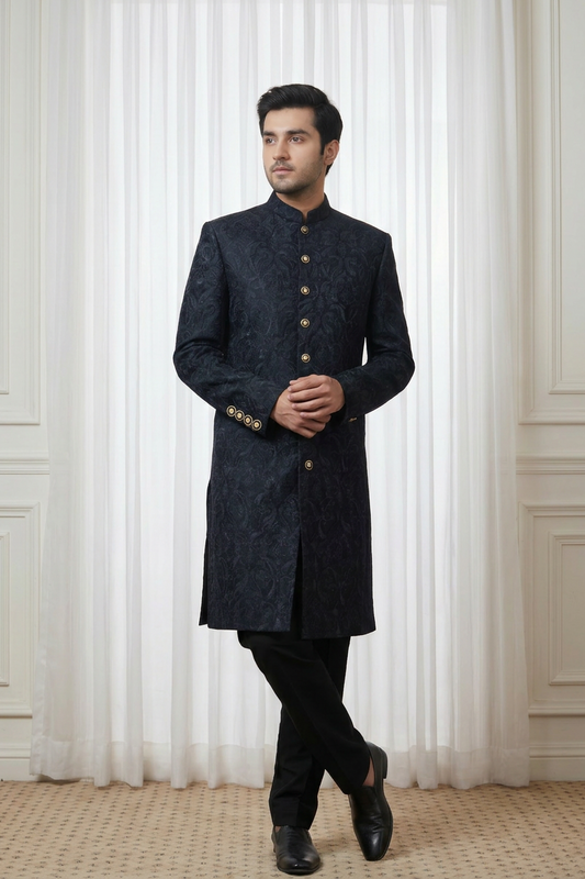 Qalaam – Premium Georgette Viscose Thread & Paisley Sherwani
