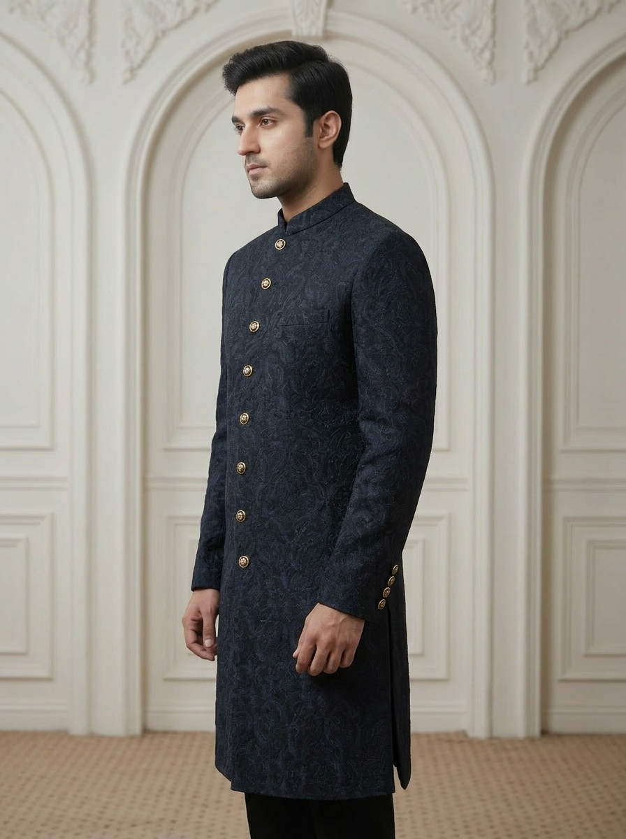 Qalaam – Premium Georgette Viscose Thread & Paisley Sherwani